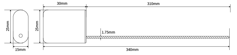 أداة غير احترافية ذات رأس قفل مستطيل بيضاوي غير قابلة للإزالة ومضادة للسرقة وحبل سلكي فولاذي JHC027