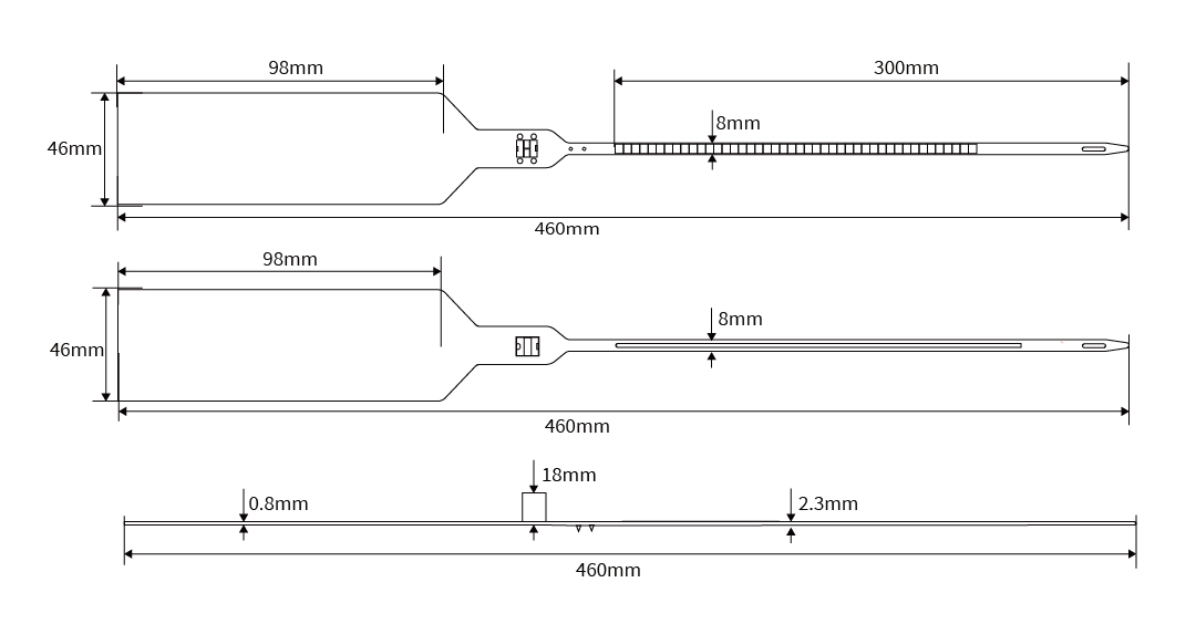 La longueur de l'étiquette surdimensionnée peut être personnalisée avec une tension de rétrécissement, un scellage unique pour un scellage plastique anti-contrefaçon et antivol JHP066 5 La longueur de l'étiquette surdimensionnée peut être personnalisée avec une tension de rétrécissement, un scellage unique pour un scellage plastique anti-contrefaçon et antivol JHP066