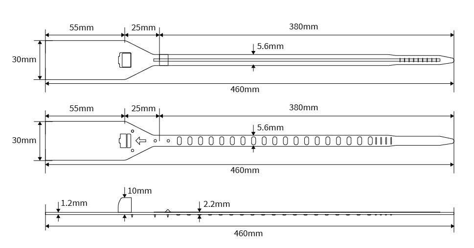 Étiquette de bagage avec attache-câble et joint de sécurité en plastique polypropylène JHP036-2