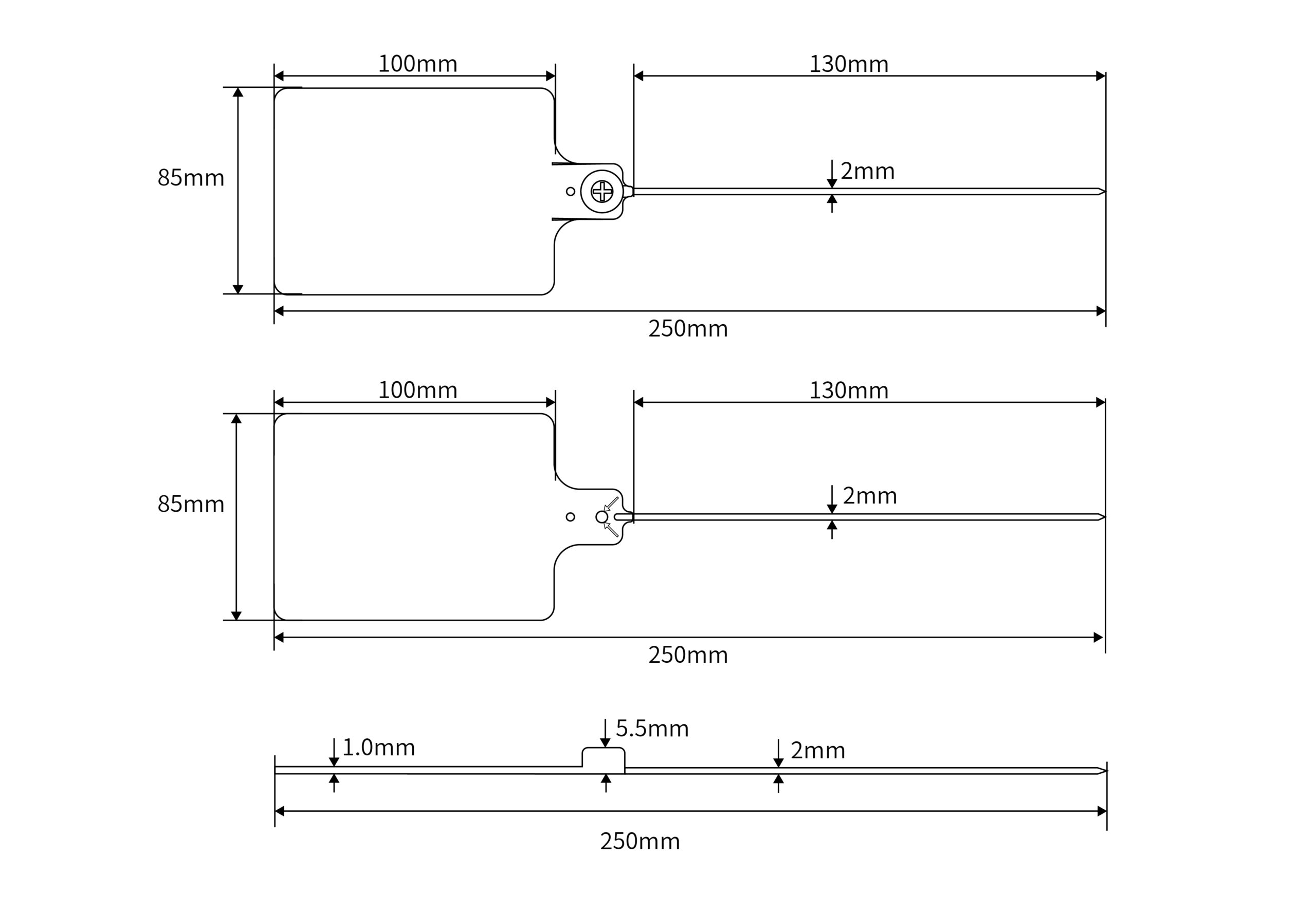 更清洁、更显眼的超大吊牌,由高强度聚丙烯材料制成的安全塑料铅封 JHP067-1 5 采用全新聚丙烯材料制成,韧性好,耐低温,不易破损,成本低,化学稳定性好。吊牌尺寸明显大于普通塑料封条,便于打印更多信息或用于明显标识。识别性更强,可通过激光、烫印等方式打印商标、图案、序列号、条形码等,便于识别和追踪。可应用于多个行业,确保物流运输和货物安全:物流行业:用于包装箱、集装箱、托盘等,确保货物在运输过程中的安全。-在农业领域,可用作果树和园林苗木的标志,标记品种、编号、种植信息等。-服装、鞋类和箱包行业:为防止商品在销售过程中被篡改或偷窃,它还可用作价格、尺寸、款式等信息的吊牌。-在其他领域,如电力、石油、化工等行业,设备维护、抽样检查等过程中都要用到标识和封条。